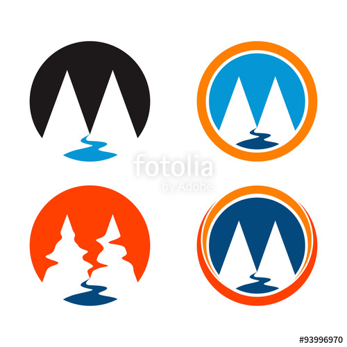 500x500 Circle M Mountain And Valley Icon Set Stock Image And Royalty