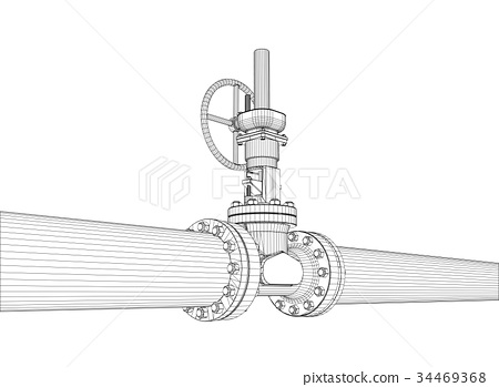 450x349 Industrial Valve. Vector Rendering Of 3d
