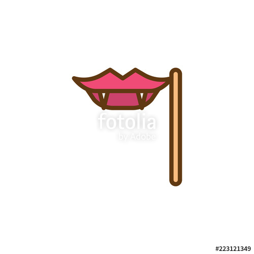 500x500 Vampire Fangs On A Stick Illed Outline Icon, Line Vector Sign