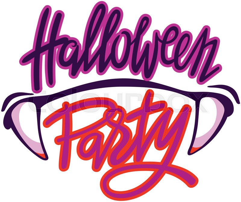 800x671 Halloween Party Logo. Lettering With Vampire Teeth Stock Vector