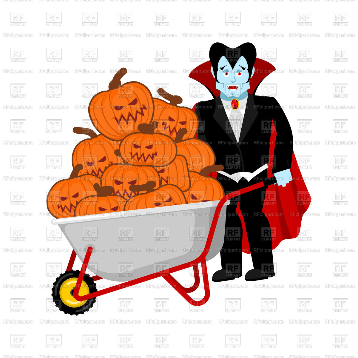 1200x1200 Halloween Wheelbarrow And Vampire Vector Image Vector Artwork Of