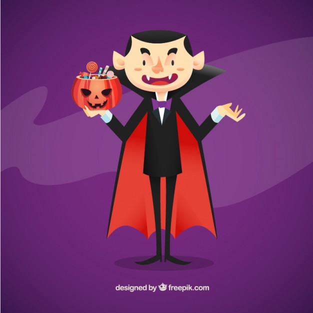 626x626 Vampire Illustration With Candies Vector Free Download
