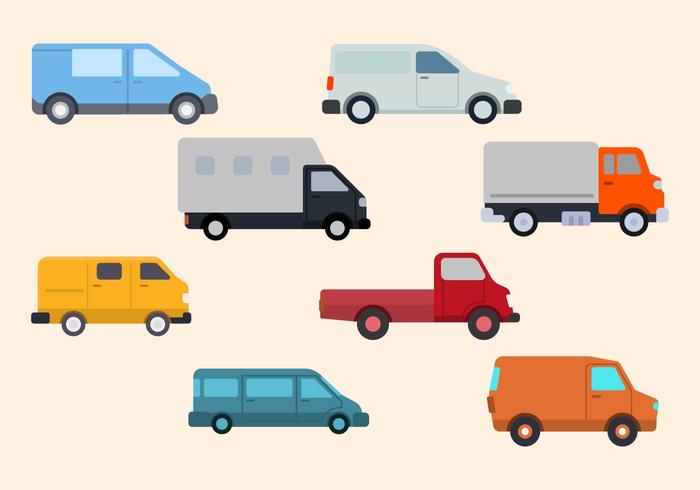 700x490 Flat Van Vector Collection