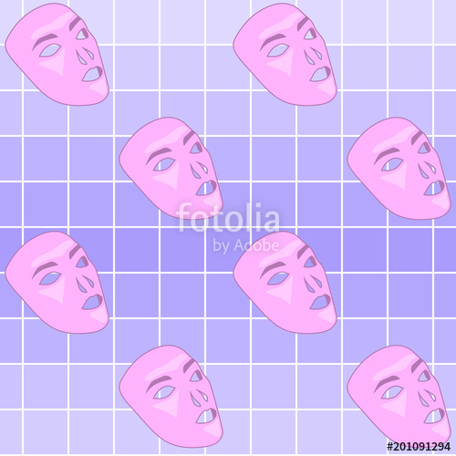 500x500 Vaporwave Style Seamless Pattern With Masks. Vector Wallpaper