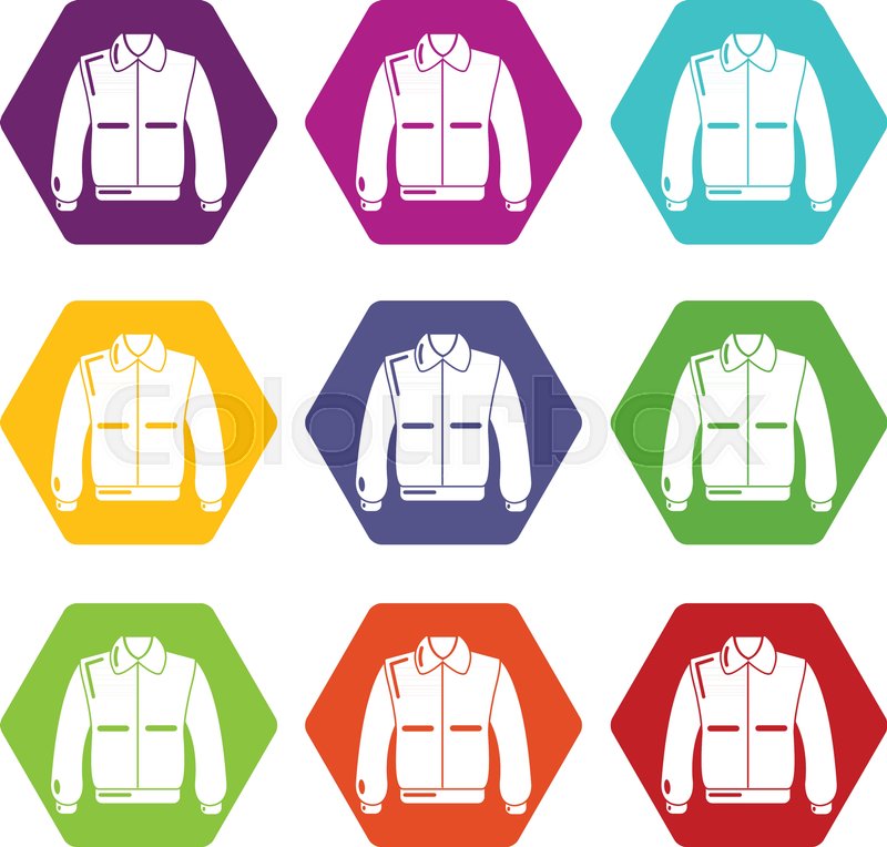800x764 Varsity Jacket Icons 9 Set Coloful Isolated On White For Web