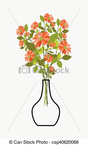 288x470 Bunch Of Flowers With Vase Vector Illustration.