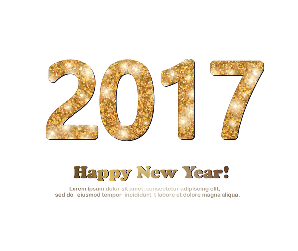 600x506 2017 New Year Golden Glitter Text With White Background Vector 02
