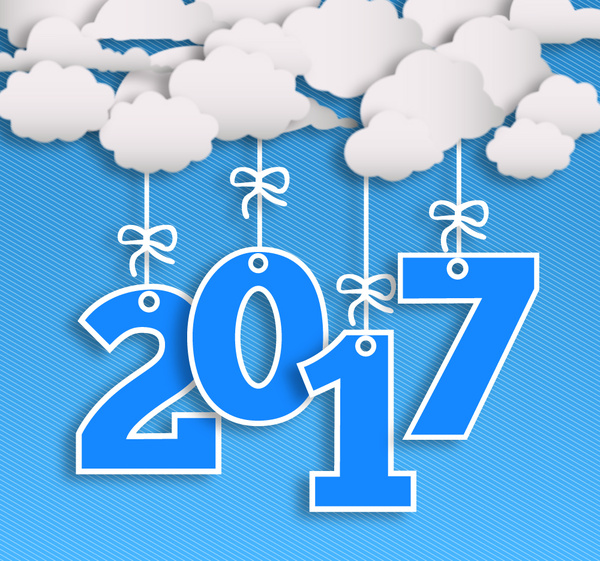 600x561 2017 New Year Template With Cloud And Numbers Free Vector In Adobe