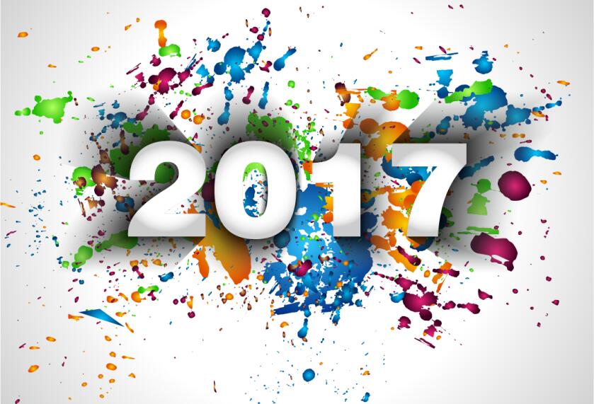 839x571 2017 New Year With Paint Background Vector Free Download