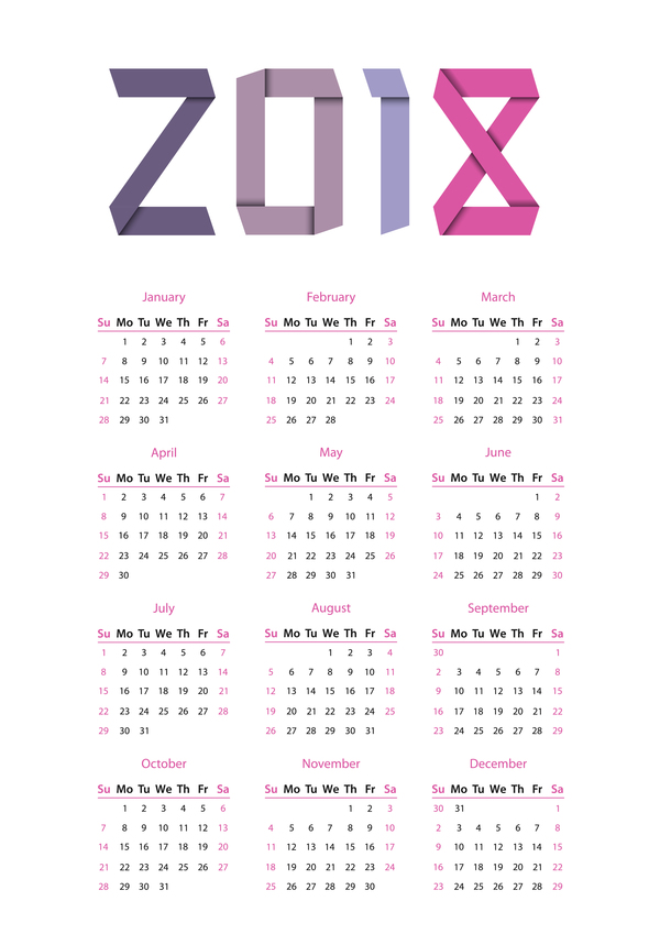 600x849 2018 Business Calendar Template Vectors 05 Vector