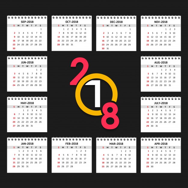 626x626 2018 Calendar Vector Free Download