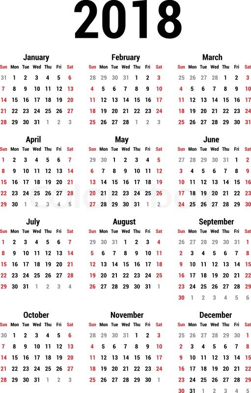 Vector 2018 Calendar at GetDrawings | Free download