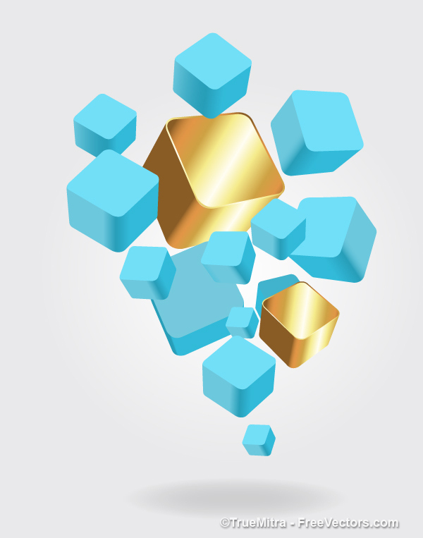 600x763 Set Of 3d Blue Cubes Vector Free Download