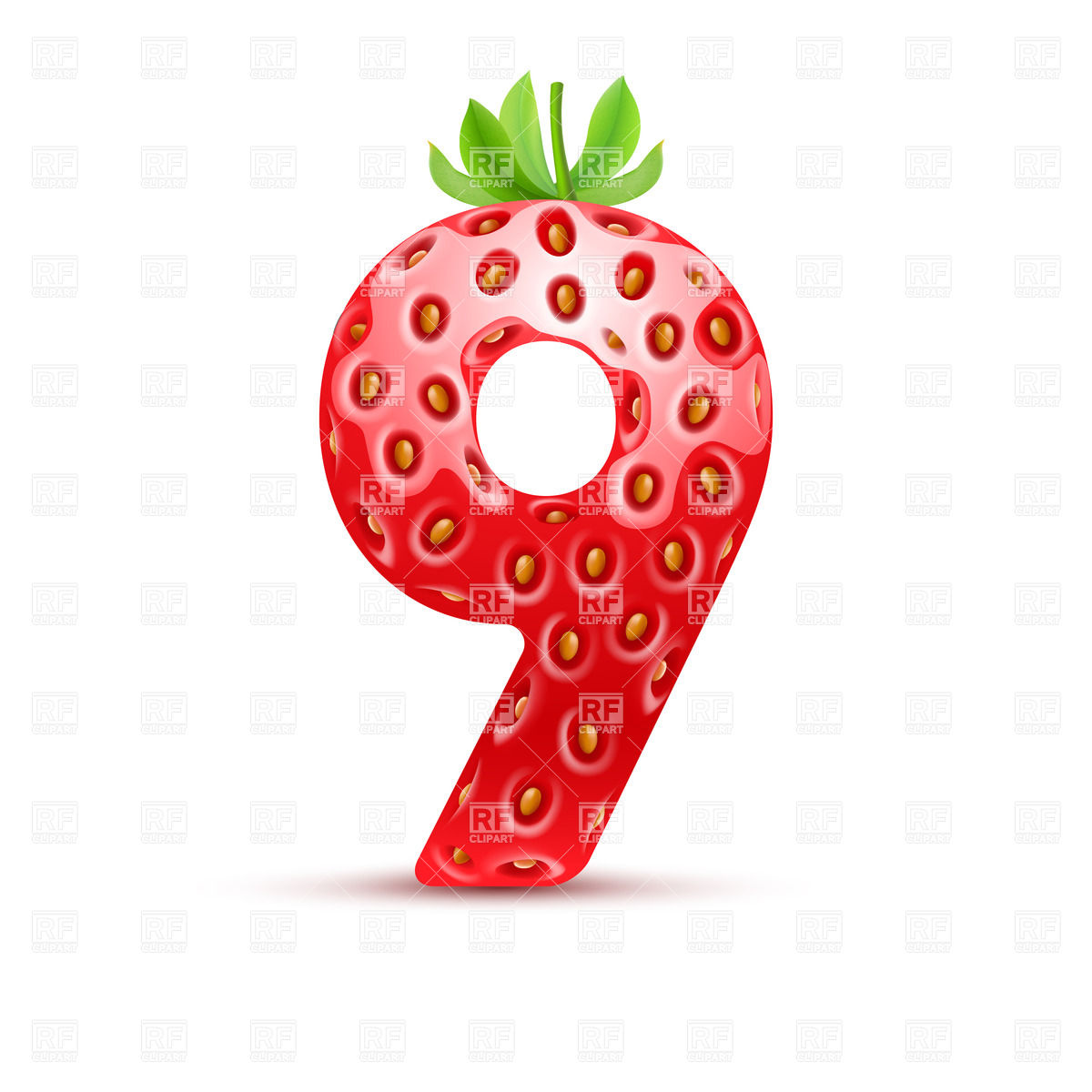 1200x1200 Strawberry Style Font, Number 9 Vector Image Vector Artwork Of