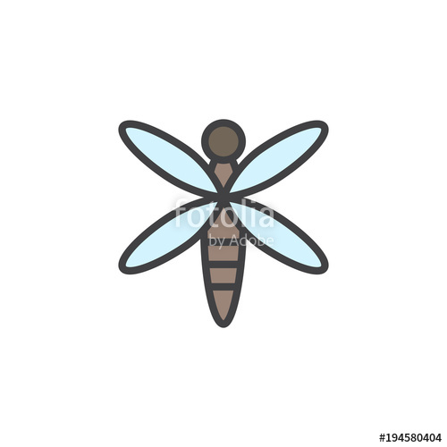 500x500 Dragonfly Filled Outline Icon, Line Vector Sign, Linear Colorful