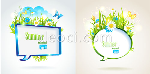 500x248 2 Vector Cool Summer Dialog Background Material Butterflies
