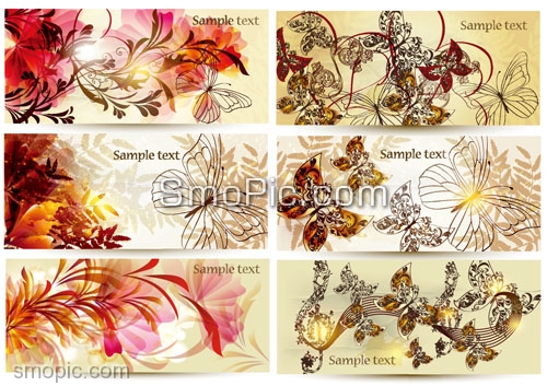 500x353 6 Butterfly Flower Vector Website Banner Design Templates