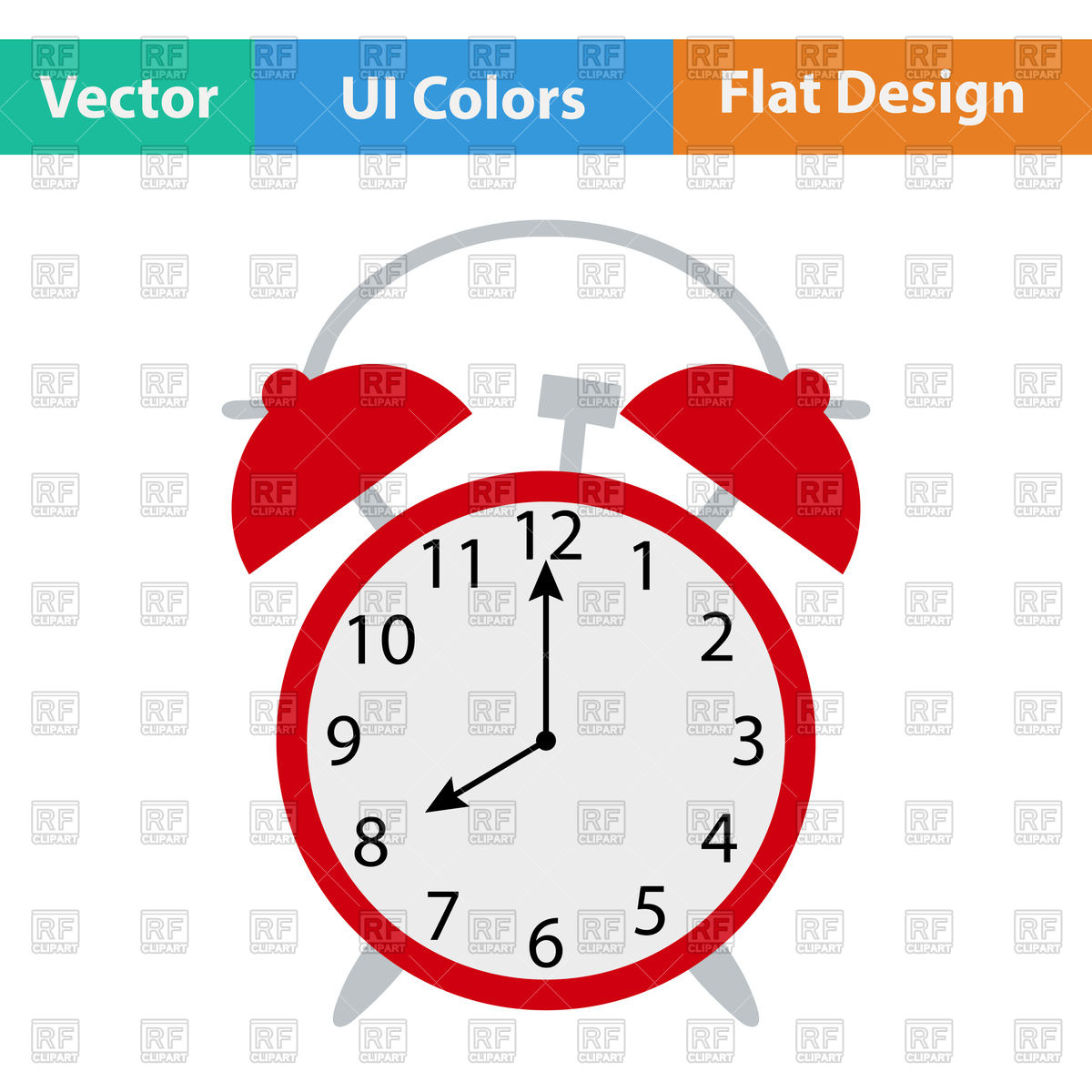 1200x1200 Flat Design Icon Of Alarm Clock In Ui Colors Vector Image Vector