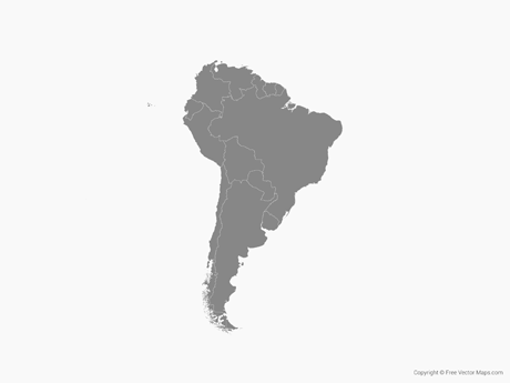 460x345 Vector Map Of South America With Countries