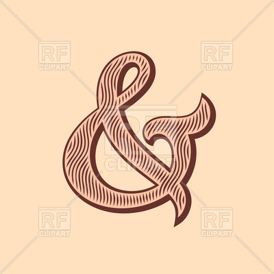 400x400 Stylized Ampersand Symbol With Wood Texture Vector Image Vector