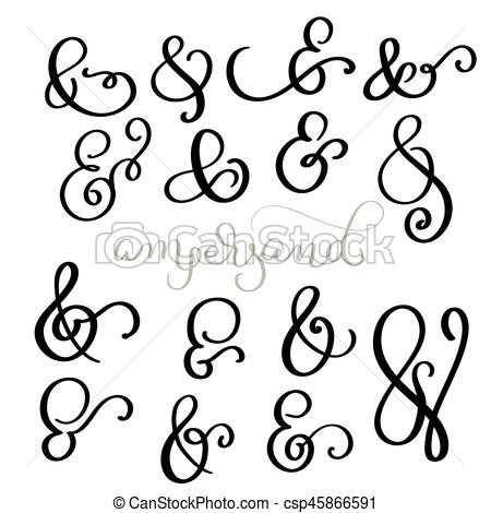 450x470 Vector Set Vintage Sign And Ampersand On White Background