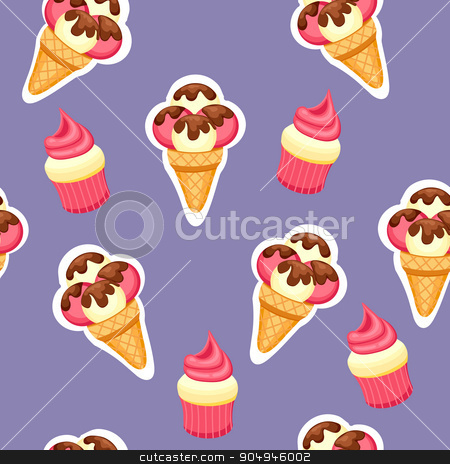 450x464 Pattern Ice Cream And Cupcake Vector Illustration. Background Of