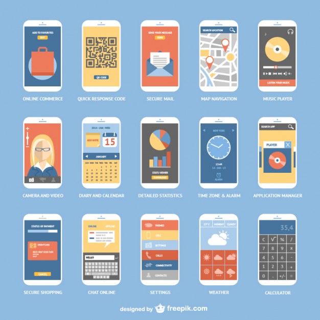 626x626 Smartphone Apps Collection Vector Free Download