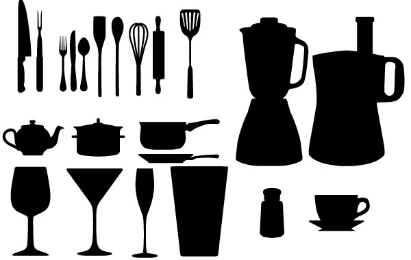 600x380 Free Vectors Free Vector Kitchen Appliances Silhouettes