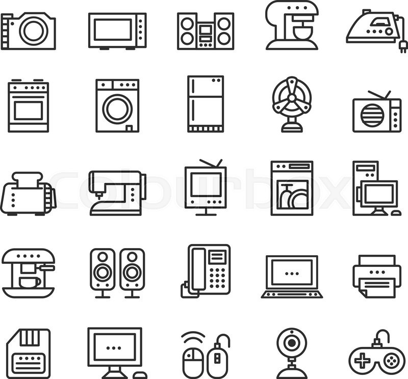 800x744 Home Appliances And Equipment Icons Vector Modern Line Style