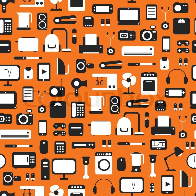 800x800 Seamless Pattern Of Electronic Devices And Home Appliances