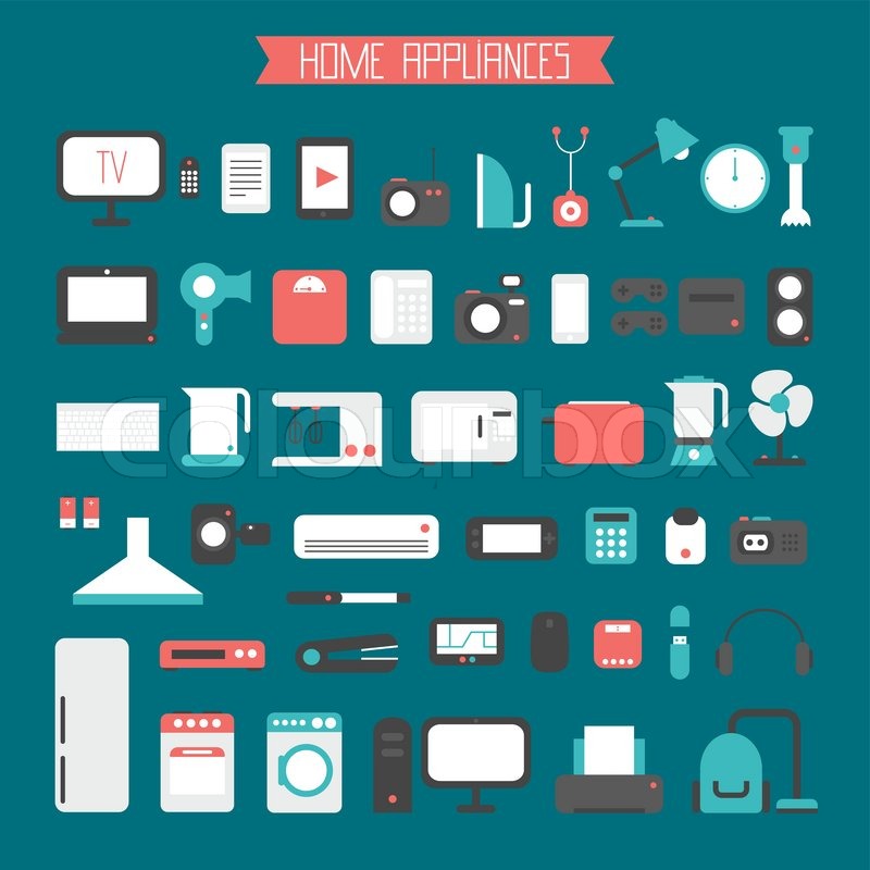 800x800 Set Of Electronic Devices And Home Appliances Colorful Icons In