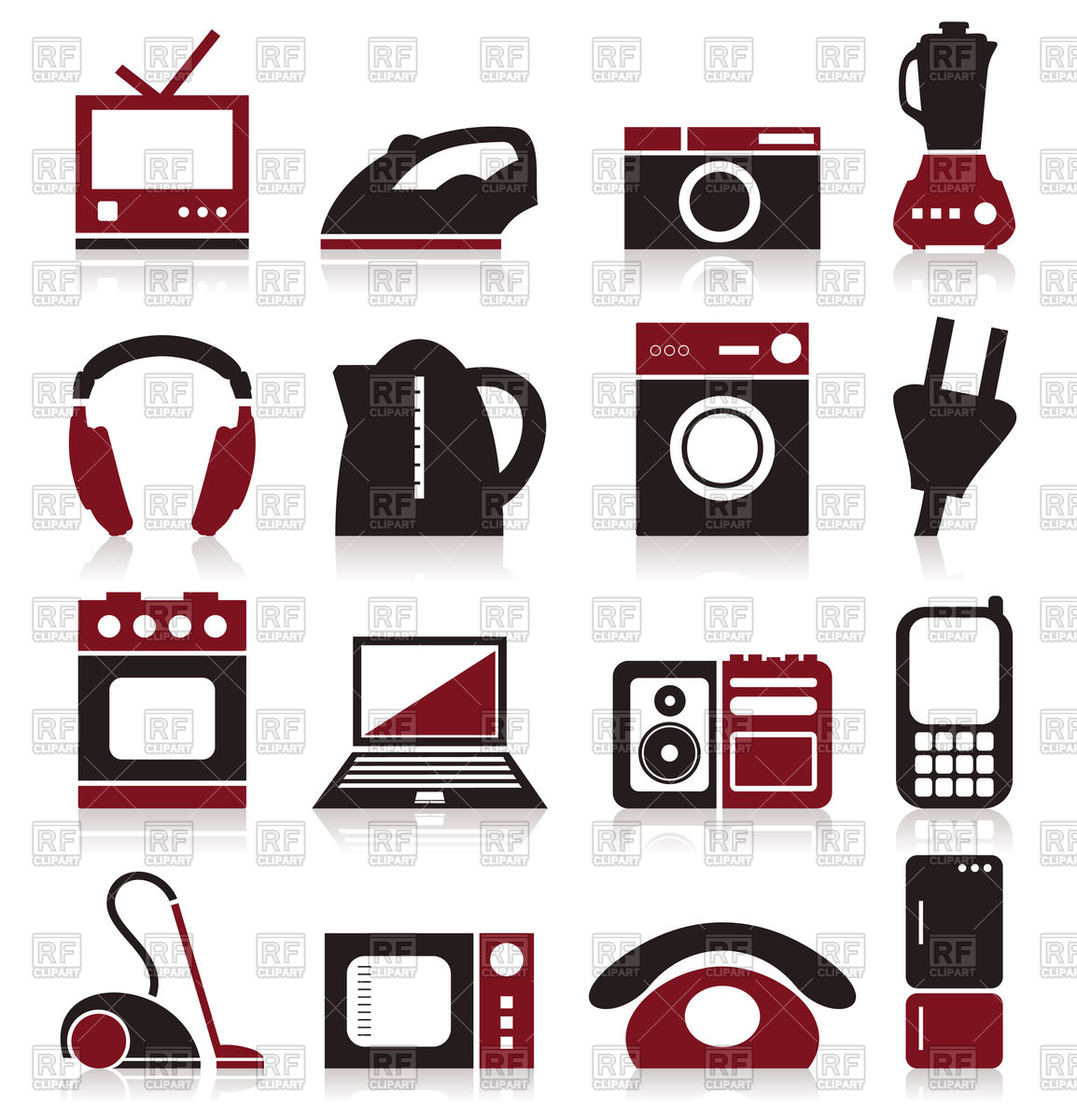 1154x1200 Set Of Home Appliances Theme Icons Vector Image Vector Artwork