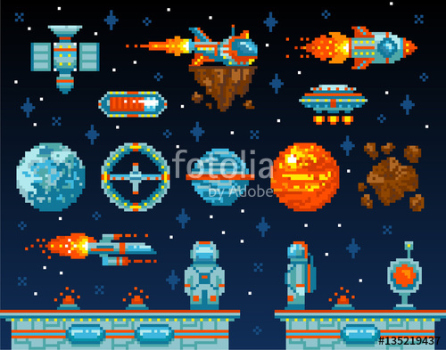 500x393 Pixel Art. Vintage Game Design Interface. Arcade Game Elements