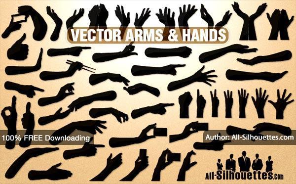 600x372 Free Vector Hands And Arms Silhouettes 123freevectors