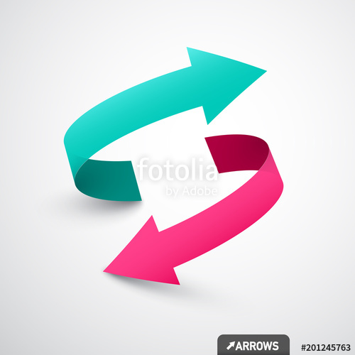 500x500 Arrows Logo Concept. Double Arrow Symbol. Vector 3d Icon. Stock