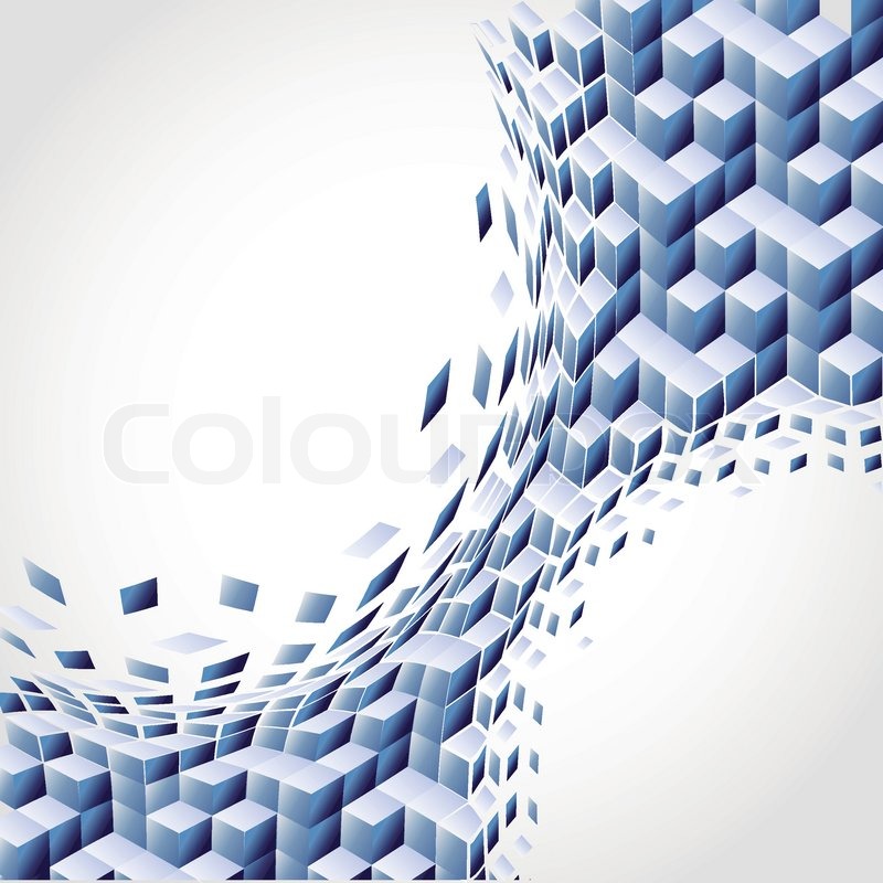800x800 Vector Art Blue Background. Abstract Cube 3d Stock Vector