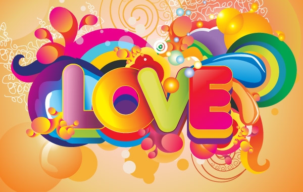 600x380 Free Download Of Colorful Love Background Vector Art Vector