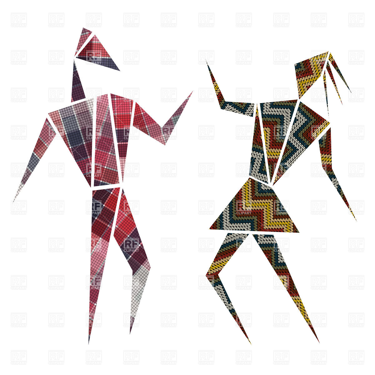 1200x1200 Abstract Design Dancing Characters Over White Vector Image