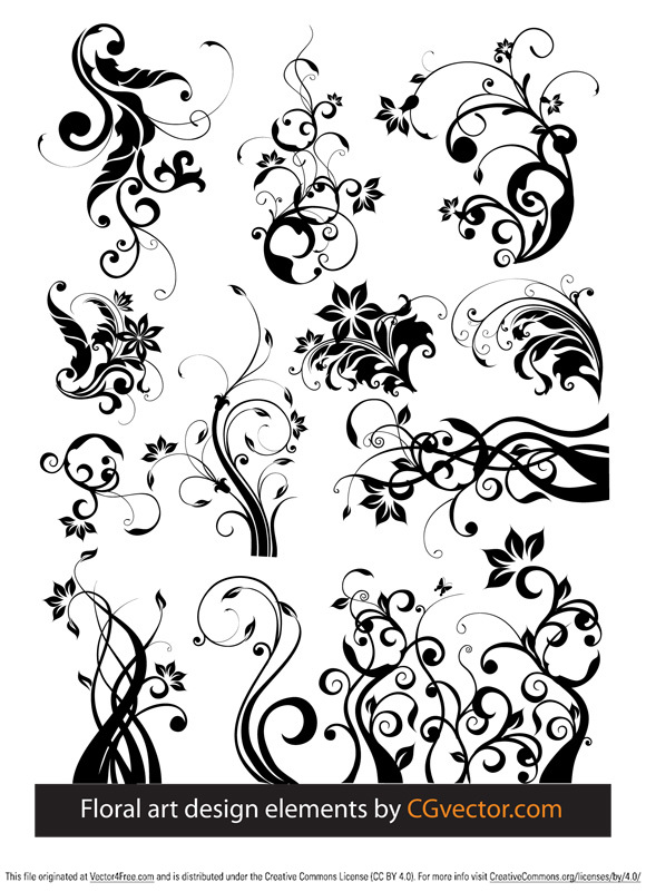 580x801 Floral Art Design Elements