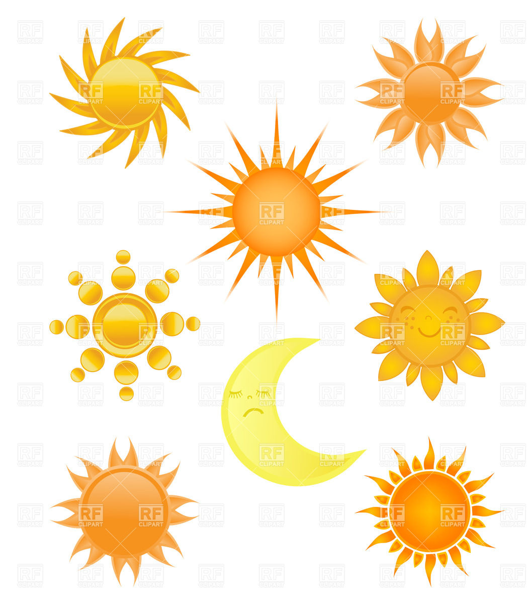 1050x1200 Sun And Moon. Collection Of Different Designs Vector Image