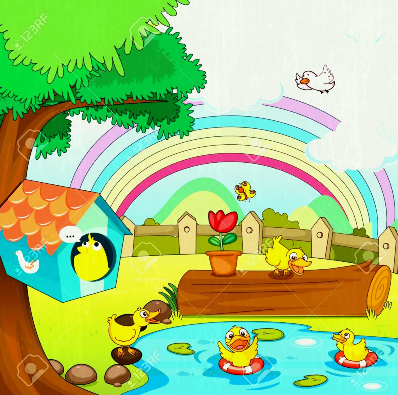 1300x1289 Tree Silhouette With Leaves And Garden Fence Stock Vector Art More