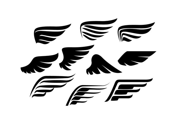 700x490 Wings Collection Silhouette Vector
