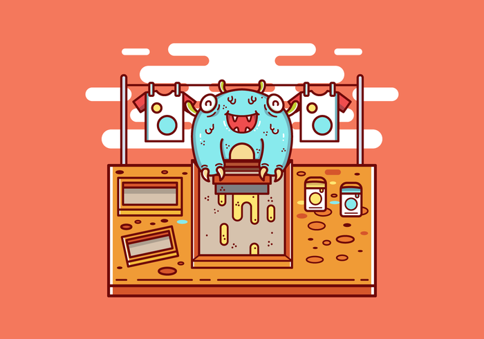 700x490 Screen Printing Monster Vector