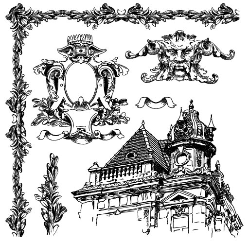 512x500 Set Vintage Of Retro Borders Vector Art 03 Free Download