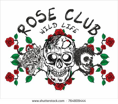 450x397 Red Rose And Skull Hand Drawign Graphic Design Vector Art