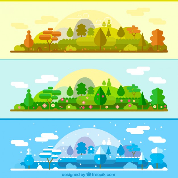 626x626 The Same Landscape In Different Seasons Banners Vector Free Download
