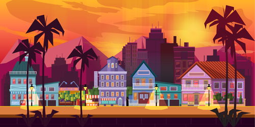 500x250 City Building Landscape Vector Graphic 03 Free Download