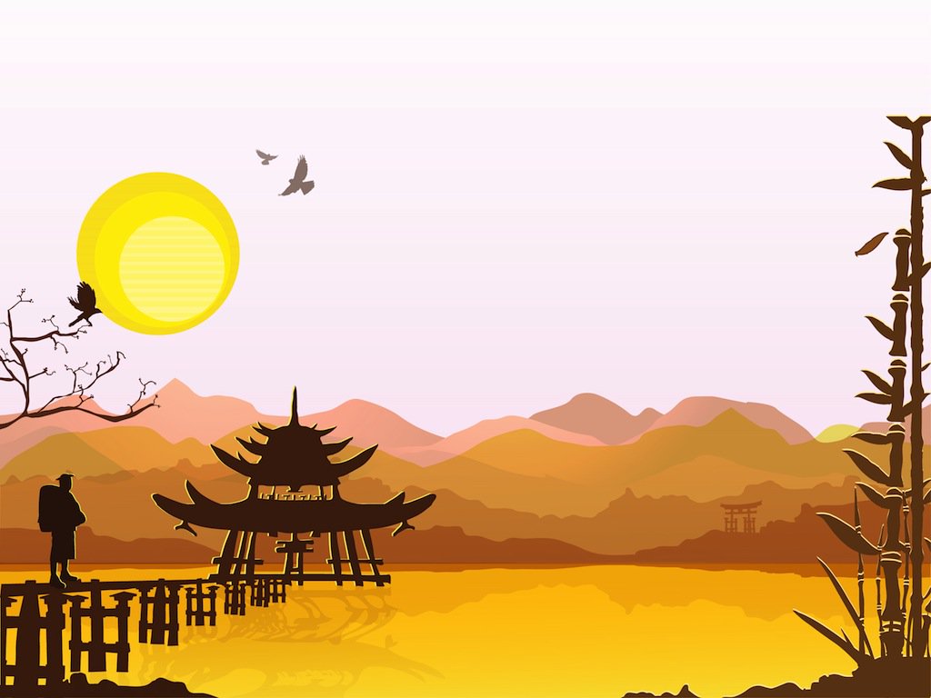1024x768 Eastern Landscape Vector Art Amp Graphics