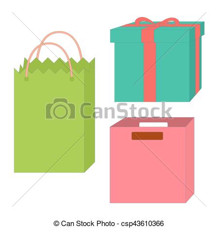 450x470 Set Of Empty Boxes And Packages, Isolated On A White... Clip Art