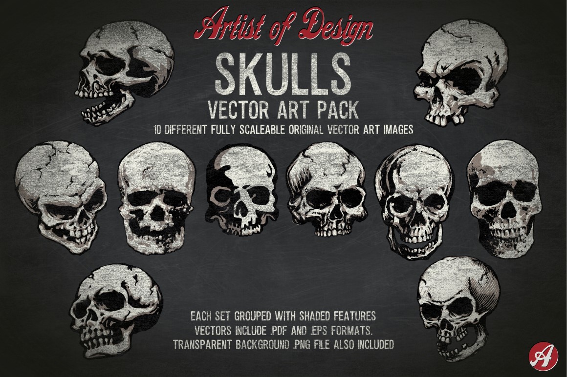 1160x773 Skulls Vector Art Pack Artist Of Design